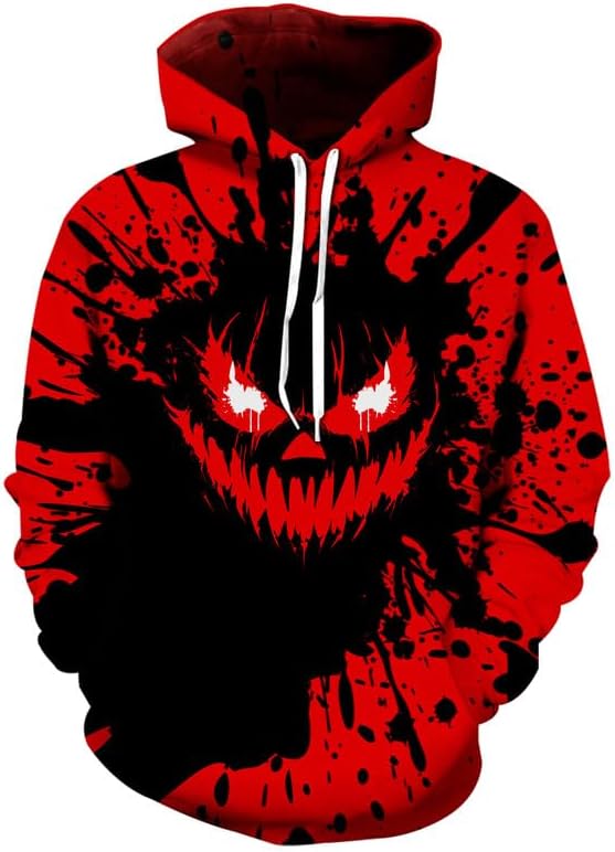 Hoodies,Anime Fox Hoodie Men's 3D Oversized Pullover Street Long